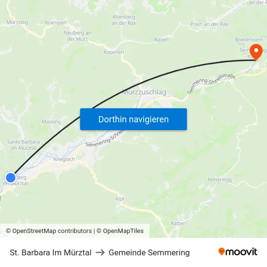St. Barbara Im Mürztal to Gemeinde Semmering map