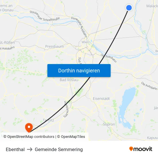Ebenthal to Gemeinde Semmering map