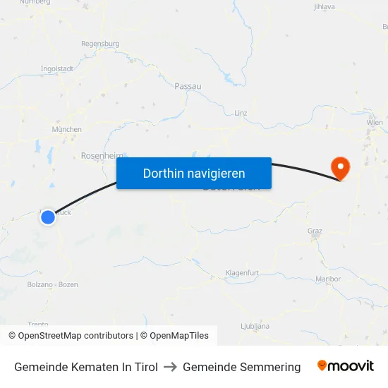 Gemeinde Kematen In Tirol to Gemeinde Semmering map