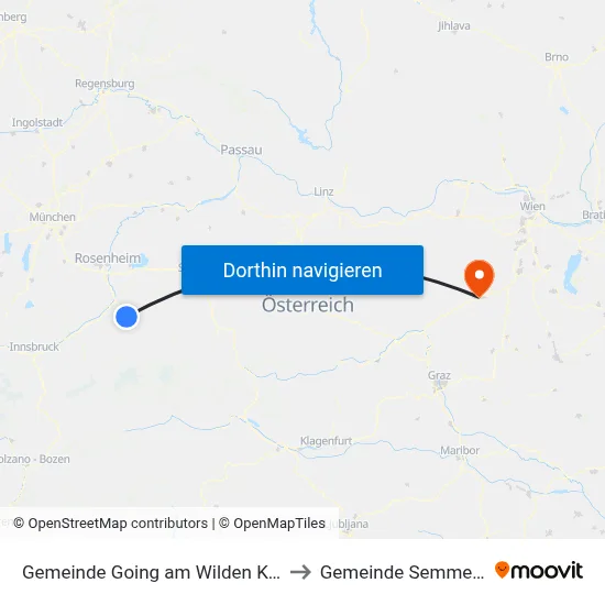 Gemeinde Going am Wilden Kaiser to Gemeinde Semmering map