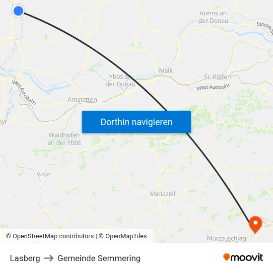Lasberg to Gemeinde Semmering map