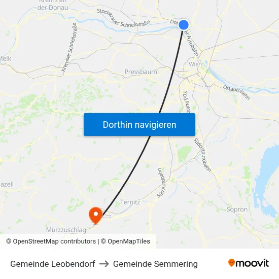 Gemeinde Leobendorf to Gemeinde Semmering map