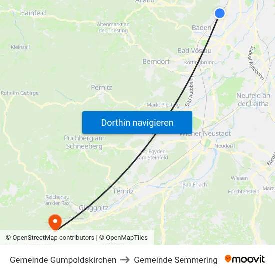 Gemeinde Gumpoldskirchen to Gemeinde Semmering map