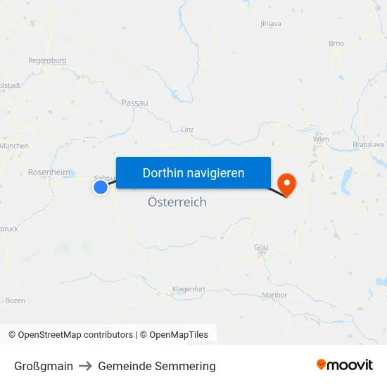 Großgmain to Gemeinde Semmering map