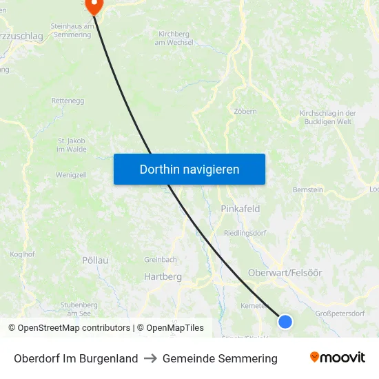 Oberdorf Im Burgenland to Gemeinde Semmering map