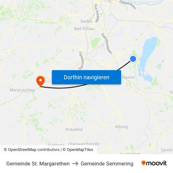 Gemeinde St. Margarethen to Gemeinde Semmering map