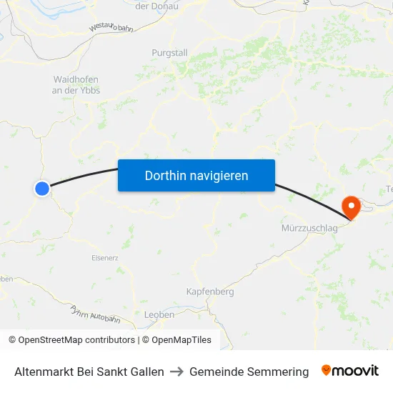 Altenmarkt Bei Sankt Gallen to Gemeinde Semmering map