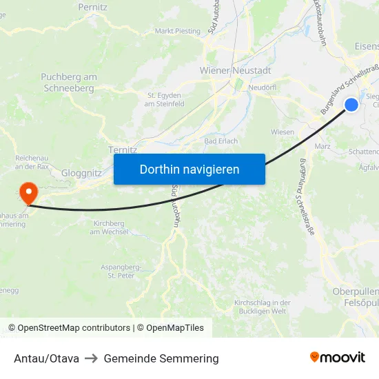 Antau/Otava to Gemeinde Semmering map