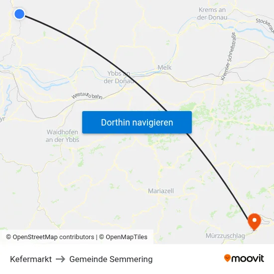 Kefermarkt to Gemeinde Semmering map