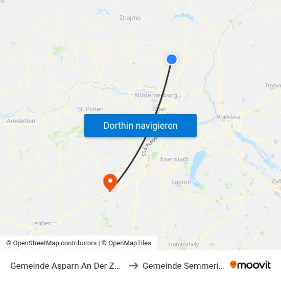 Gemeinde Asparn An Der Zaya to Gemeinde Semmering map