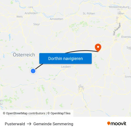 Pusterwald to Gemeinde Semmering map