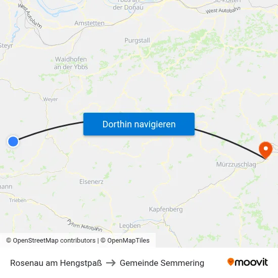 Rosenau am Hengstpaß to Gemeinde Semmering map