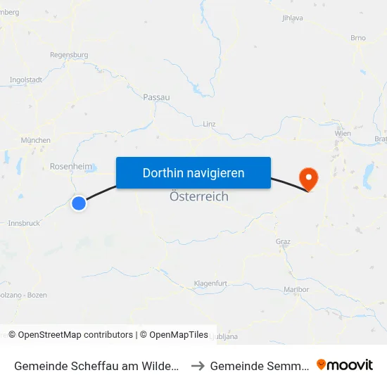 Gemeinde Scheffau am Wilden Kaiser to Gemeinde Semmering map