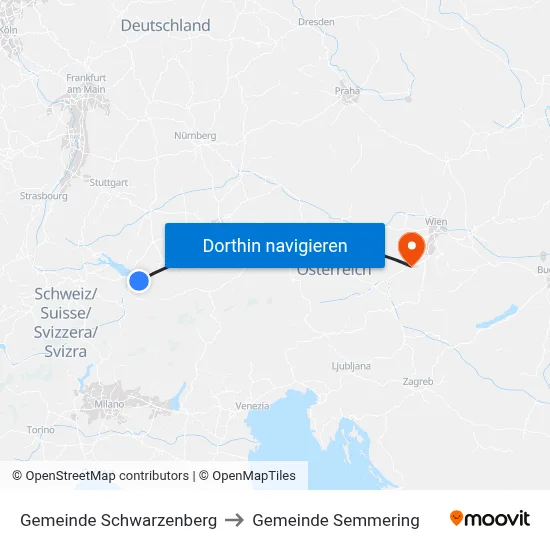 Gemeinde Schwarzenberg to Gemeinde Semmering map