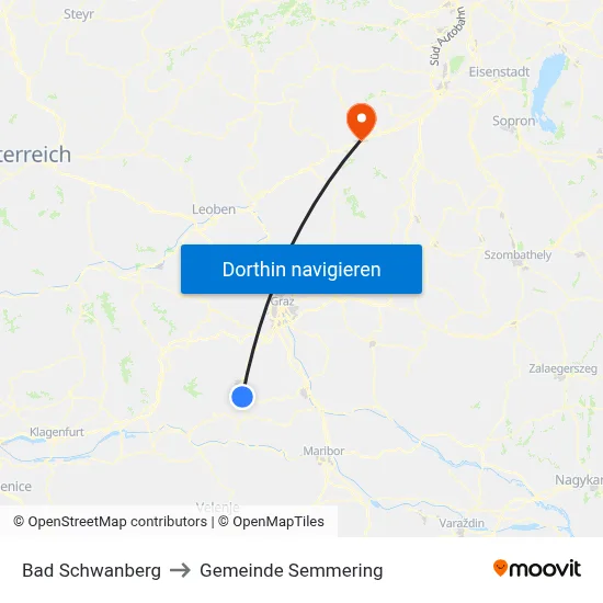 Bad Schwanberg to Gemeinde Semmering map