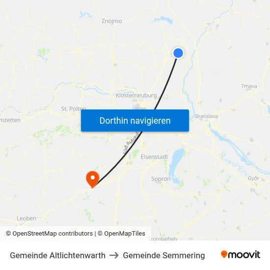 Gemeinde Altlichtenwarth to Gemeinde Semmering map
