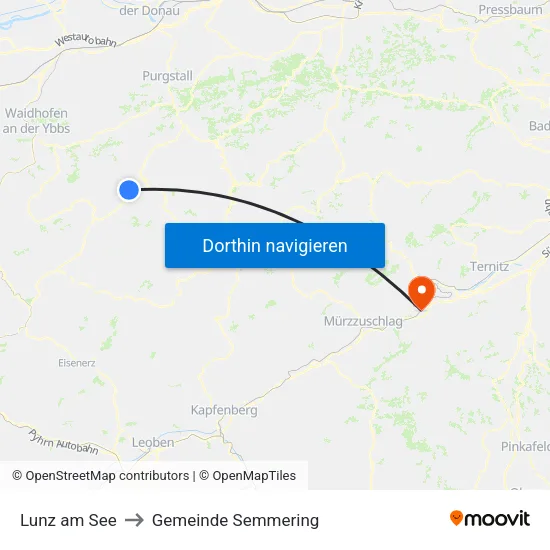Lunz am See to Gemeinde Semmering map