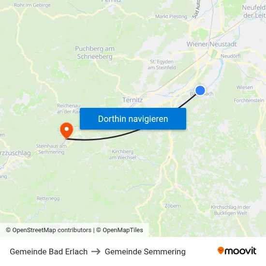 Gemeinde Bad Erlach to Gemeinde Semmering map