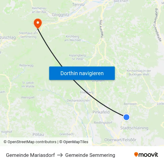 Gemeinde Mariasdorf to Gemeinde Semmering map