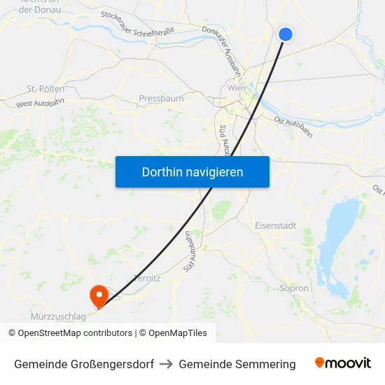 Gemeinde Großengersdorf to Gemeinde Semmering map