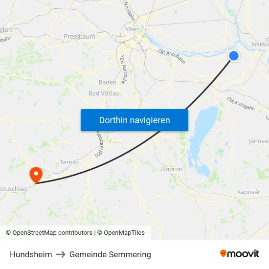 Hundsheim to Gemeinde Semmering map