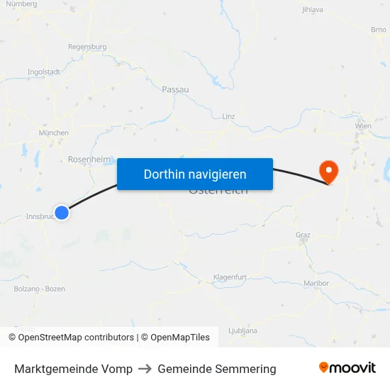 Marktgemeinde Vomp to Gemeinde Semmering map