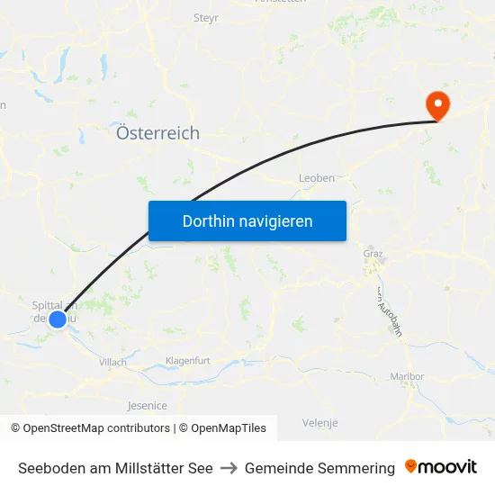 Seeboden am Millstätter See to Gemeinde Semmering map