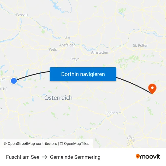 Fuschl am See to Gemeinde Semmering map