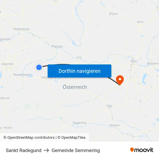 Sankt Radegund to Gemeinde Semmering map