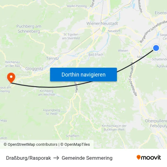 Draßburg/Rasporak to Gemeinde Semmering map