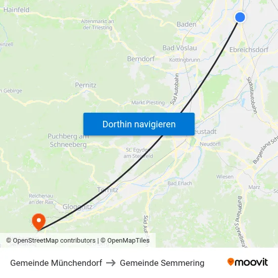 Gemeinde Münchendorf to Gemeinde Semmering map