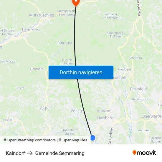 Kaindorf to Gemeinde Semmering map