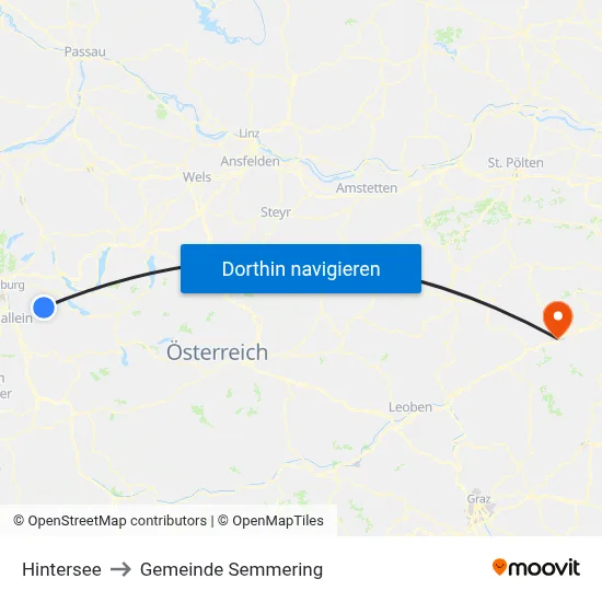 Hintersee to Gemeinde Semmering map