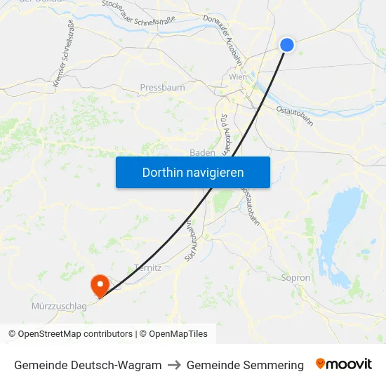 Gemeinde Deutsch-Wagram to Gemeinde Semmering map