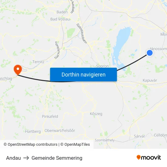 Andau to Gemeinde Semmering map