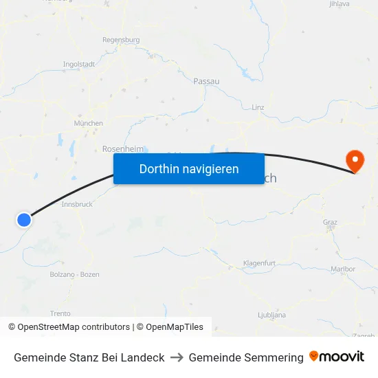 Gemeinde Stanz Bei Landeck to Gemeinde Semmering map