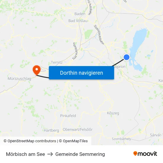 Mörbisch am See to Gemeinde Semmering map