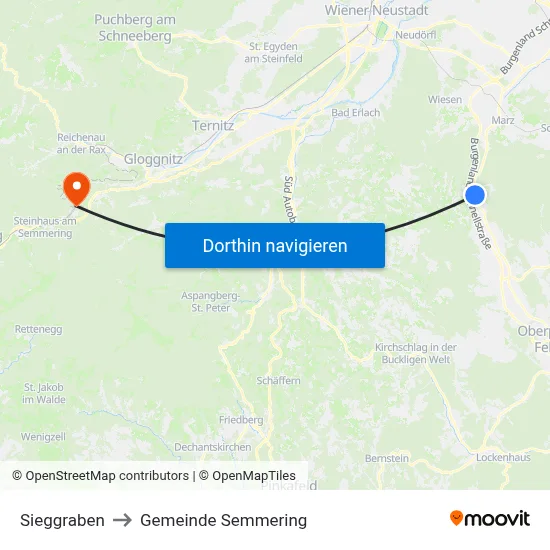 Sieggraben to Gemeinde Semmering map
