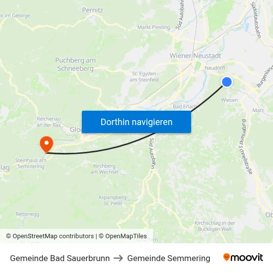 Gemeinde Bad Sauerbrunn to Gemeinde Semmering map