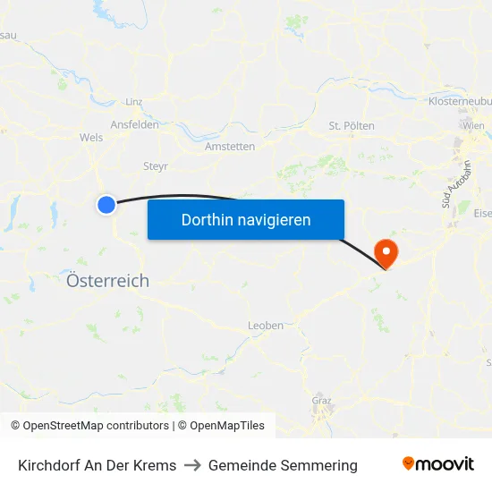 Kirchdorf An Der Krems to Gemeinde Semmering map