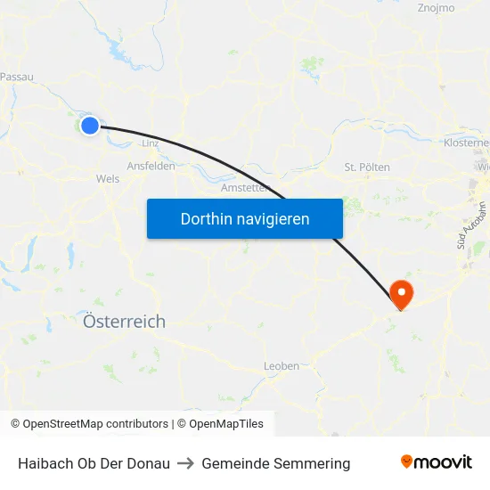 Haibach Ob Der Donau to Gemeinde Semmering map