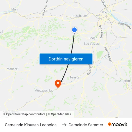 Gemeinde Klausen-Leopoldsdorf to Gemeinde Semmering map