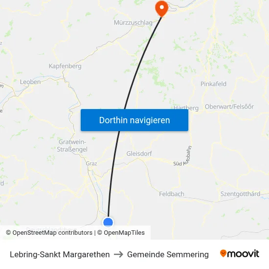 Lebring-Sankt Margarethen to Gemeinde Semmering map