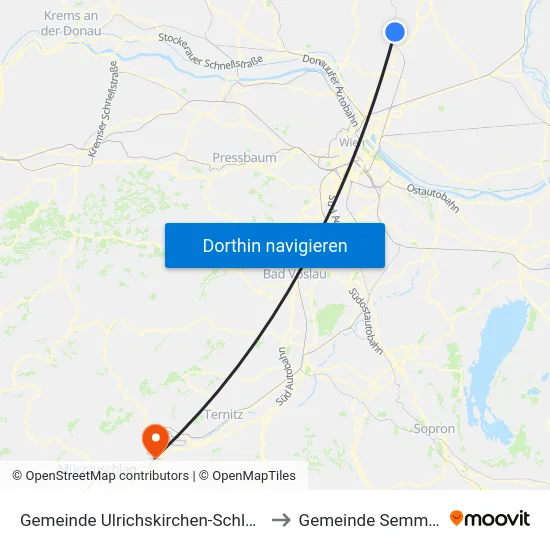 Gemeinde Ulrichskirchen-Schleinbach to Gemeinde Semmering map