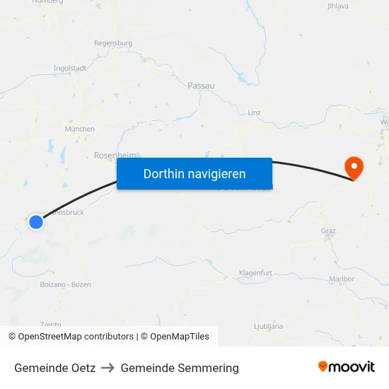 Gemeinde Oetz to Gemeinde Semmering map