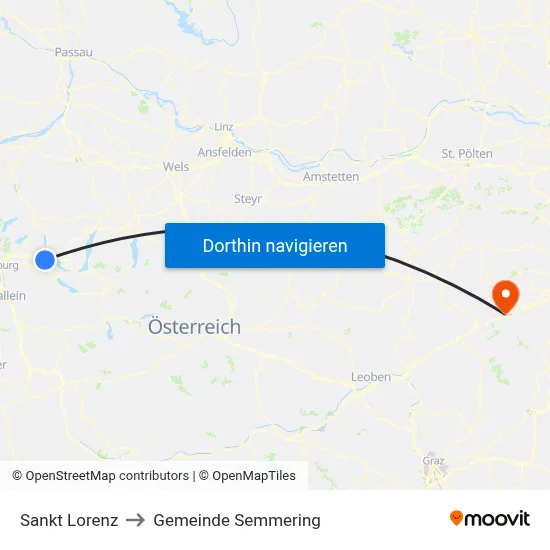 Sankt Lorenz to Gemeinde Semmering map