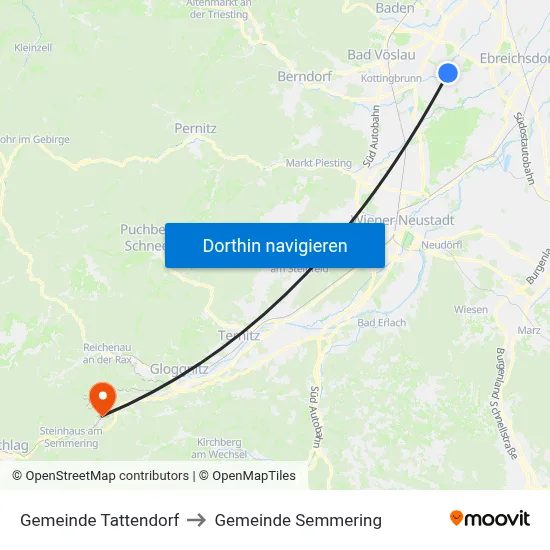 Gemeinde Tattendorf to Gemeinde Semmering map