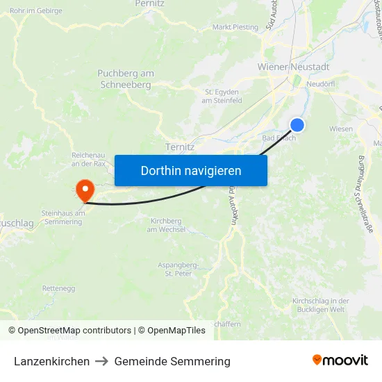 Lanzenkirchen to Gemeinde Semmering map
