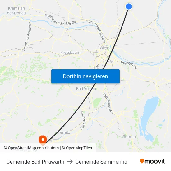 Gemeinde Bad Pirawarth to Gemeinde Semmering map