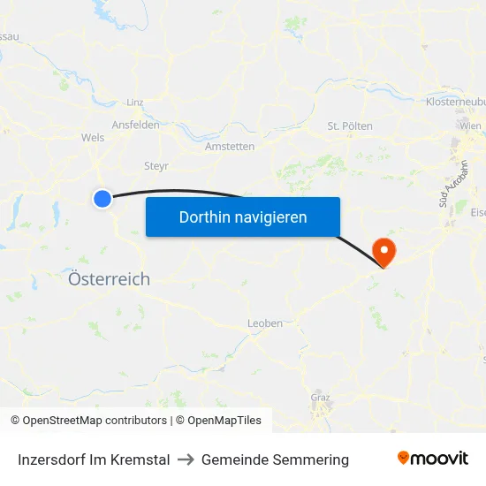Inzersdorf Im Kremstal to Gemeinde Semmering map